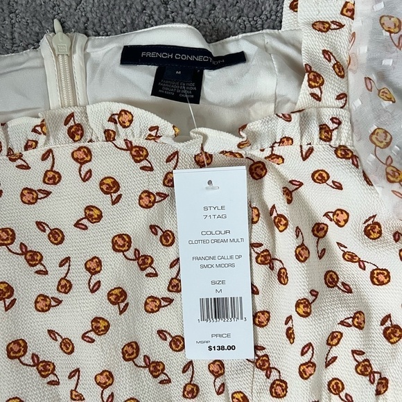 French Connection Francine Callie Smock Dress Clotted Cream - Picture 7 of 8